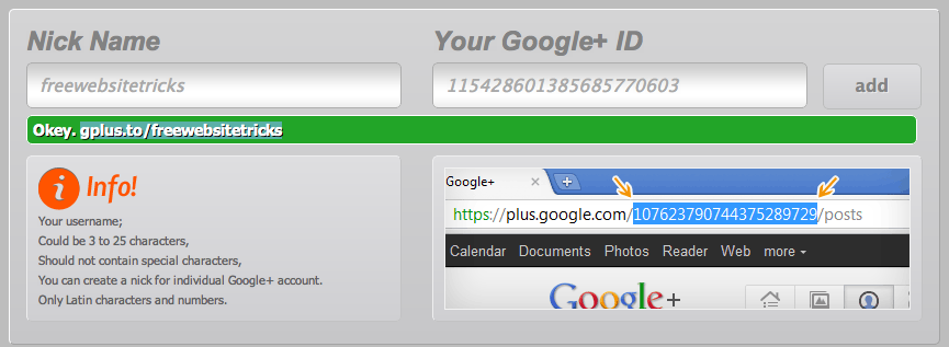 Shorter Custom Google Plus ID